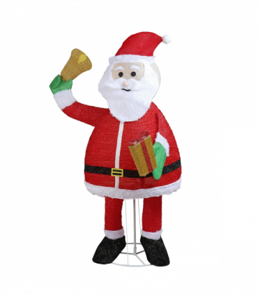 1.8M Lighted Santa Claus Holding Bell Christmas Yard Decorations, Pre-lit Pull Up Santa with 200 Warm White LEDs, for Xmas Outdoor Holiday Indoor Decor Lighted Holiday Displays