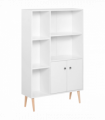 Open Bookcase Cabinet Shelves W/ Two Doors, 80W x 23.5D x 118Hcm-White