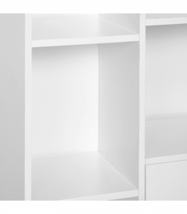 Open Bookcase Cabinet Shelves W/ Two Doors, 80W x 23.5D x 118Hcm-White