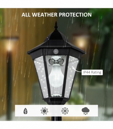 1.9M Garden Lamp Post Light, IP44 Outdoor LED Solar Powered Black