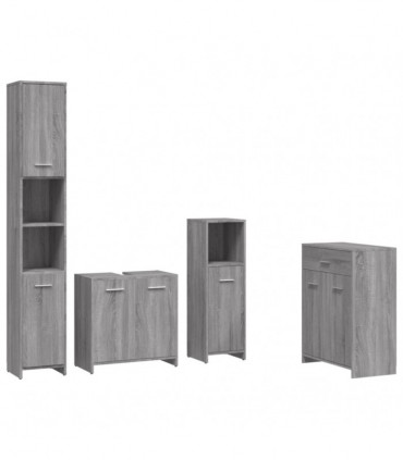 4 Piece Bathroom Furniture Set Grey Sonoma Engineered Wood