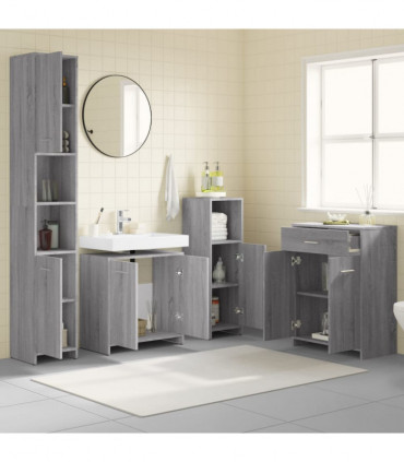 4 Piece Bathroom Furniture Set Grey Sonoma Engineered Wood