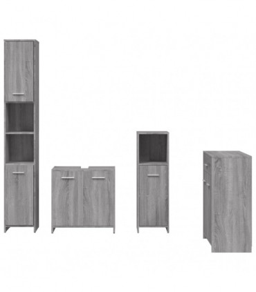 4 Piece Bathroom Furniture Set Grey Sonoma Engineered Wood