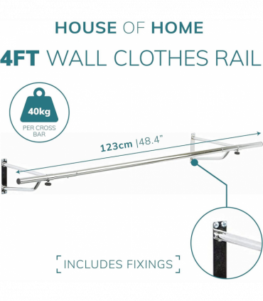 4ft Garment Rail In Black Powder Coating