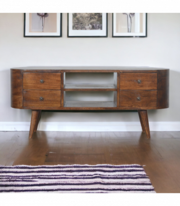 Artisan Furniture Solid Wood Chestnut Rounded Entertainment Unit