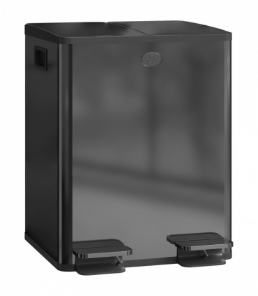 HOMCOM 2 x 20L Dual Kitchen Bin Pedal Bin for Recycling and Waste, Black