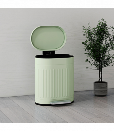 HOMCOM 20L Pedal Bin, Metal Kitchen Bin with Soft-close Lid, Light Green