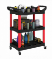 HOMCOM 3-Tier Rolling Tool Cart, Tool Trolley on Wheels for Garage, Black