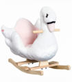 Kids Ride On Swan Toy Rocking Horse Plush White Light Pink Black Wood