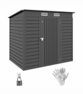 Outsunny 6.3 x 4.3FT Galvanised  Metal Garden Shed with Lockable Door, Grey