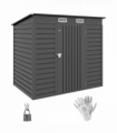 Outsunny 6.3 x 4.3FT Galvanised  Metal Garden Shed with Lockable Door, Grey