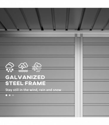 Outsunny 6.3 x 4.3FT Galvanised  Metal Garden Shed with Lockable Door, Grey