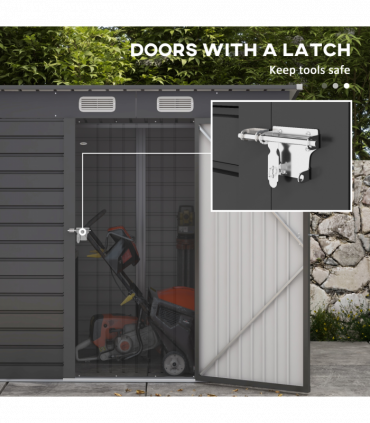 Outsunny 6.3 x 4.3FT Galvanised  Metal Garden Shed with Lockable Door, Grey