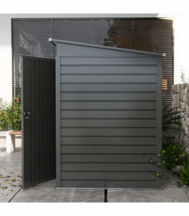 Outsunny 6.3 x 4.3FT Galvanised  Metal Garden Shed with Lockable Door, Grey