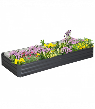 Outsunny Galvanised Raised Garden Bed Metal Planter Box with Open Bottom, Grey