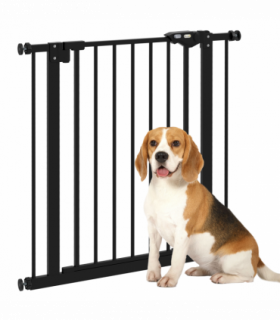 PawHut Adjustable Safety Gate w/ 1 Extensions and Four Adjustable Screws, Black