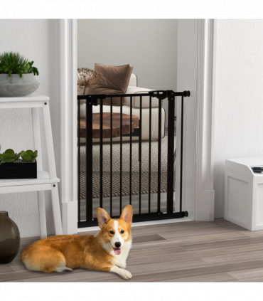 PawHut Adjustable Safety Gate w/ 1 Extensions and Four Adjustable Screws, Black