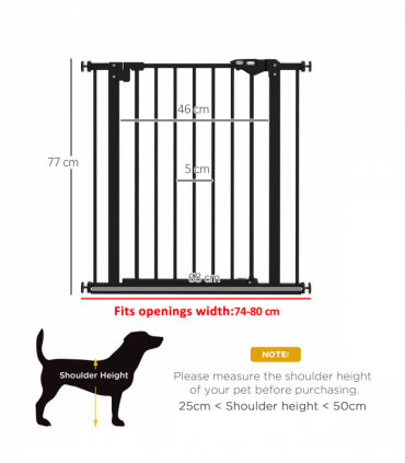 PawHut Adjustable Safety Gate w/ 1 Extensions and Four Adjustable Screws, Black