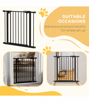 PawHut Adjustable Safety Gate w/ 1 Extensions and Four Adjustable Screws, Black