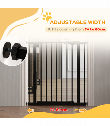 PawHut Adjustable Safety Gate w/ 1 Extensions and Four Adjustable Screws, Black