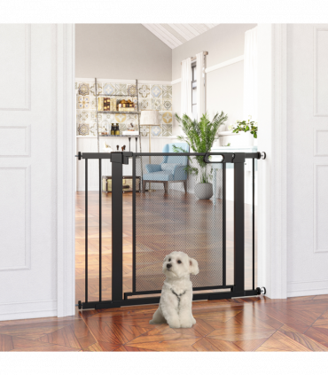 Pressure Fit Safety Gate for Doors Dog Gate Auto Close, 75-103 cm Black PawHut