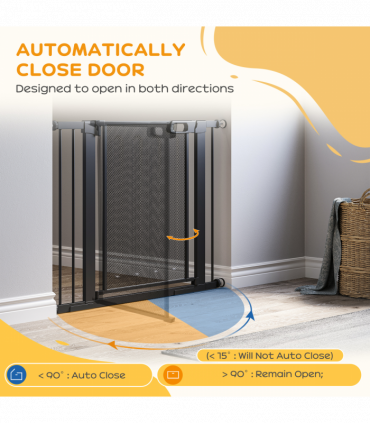 Pressure Fit Safety Gate for Doors Dog Gate Auto Close, 75-103 cm Black PawHut