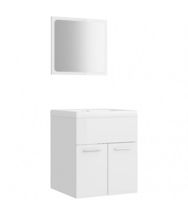 vidaXL Bathroom Furniture Set High Gloss White Engineered Wood