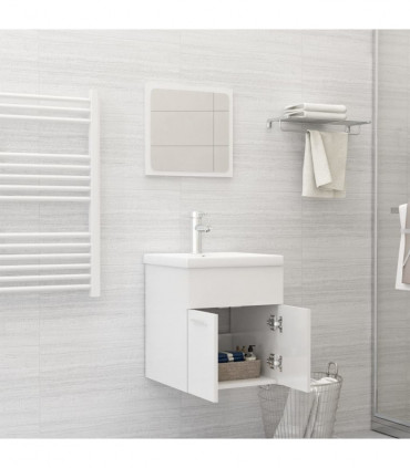 vidaXL Bathroom Furniture Set High Gloss White Engineered Wood