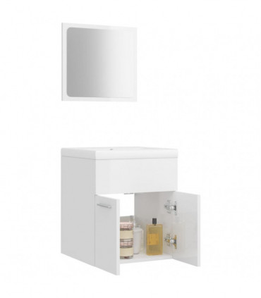 vidaXL Bathroom Furniture Set High Gloss White Engineered Wood