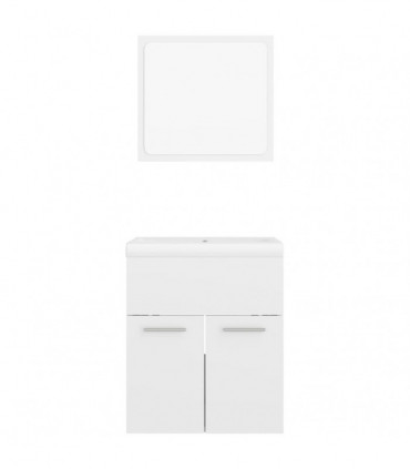 vidaXL Bathroom Furniture Set High Gloss White Engineered Wood