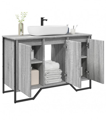 vidaXL Bathroom Sink Cabinet Grey Sonoma 91x35x60 cm Engineered Wood