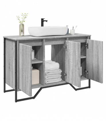 vidaXL Bathroom Sink Cabinet Grey Sonoma 91x35x60 cm Engineered Wood
