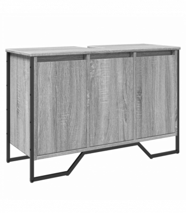 vidaXL Bathroom Sink Cabinet Grey Sonoma 91x35x60 cm Engineered Wood