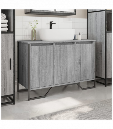 vidaXL Bathroom Sink Cabinet Grey Sonoma 91x35x60 cm Engineered Wood