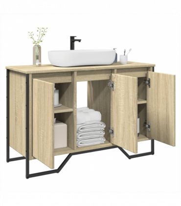 vidaXL Bathroom Sink Cabinet Sonoma Oak 91x35x60 cm Engineered Wood