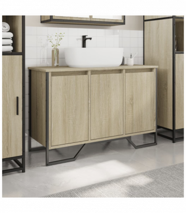 vidaXL Bathroom Sink Cabinet Sonoma Oak 91x35x60 cm Engineered Wood