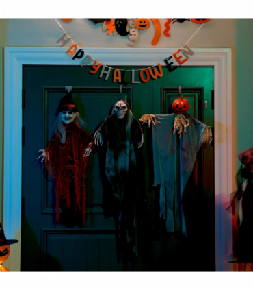 vidaXL Halloween Hanging Ghost 3 pcs Black 66 x 110 cm Polyester