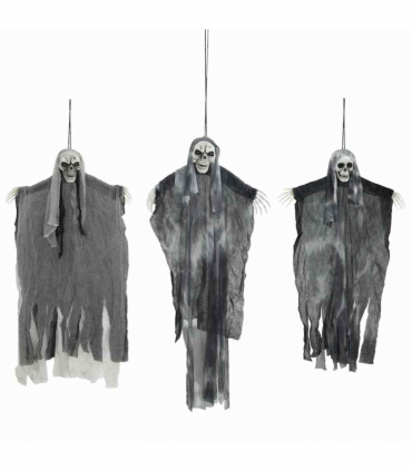vidaXL Halloween Hanging Ghost 3 pcs Black 66 x 110 cm Polyester
