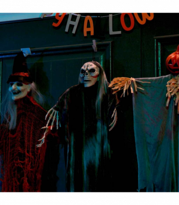 vidaXL Halloween Hanging Ghost 3 pcs Black 66 x 110 cm Polyester