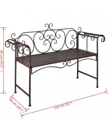 Garden Bench 132 cm Steel Antique Brown