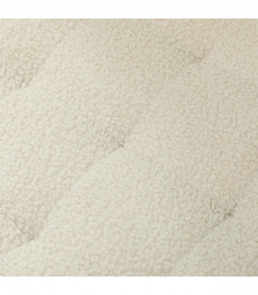 HOMCOM 45cm Round Ottoman with Storage, Lid, Cashmere Footstool, Cream White