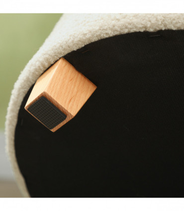 HOMCOM 45cm Round Ottoman with Storage, Lid, Cashmere Footstool, Cream White