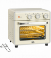 Toaster Oven - Cream 20L 90-230℃ 7 Functions Air Fry Timer Light Pan Tray Shelf
