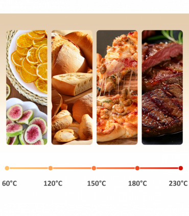 Toaster Oven - Cream 20L 90-230℃ 7 Functions Air Fry Timer Light Pan Tray Shelf