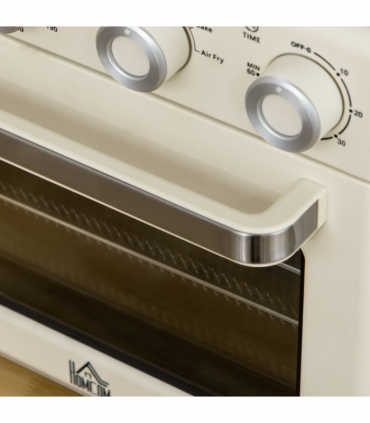 Toaster Oven - Cream 20L 90-230℃ 7 Functions Air Fry Timer Light Pan Tray Shelf