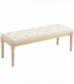 HOMCOM End of Bed Bench Upholstered Foot Stool Linen-Touch Ottoman Cream