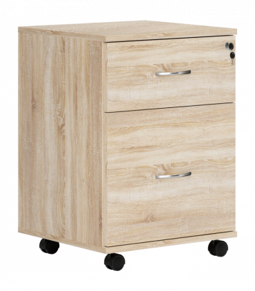 HOMCOM Pedestal Office Mobile Filing Cabinet 2 Drawer Wooden Storage Oak