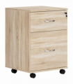HOMCOM Pedestal Office Mobile Filing Cabinet 2 Drawer Wooden Storage Oak