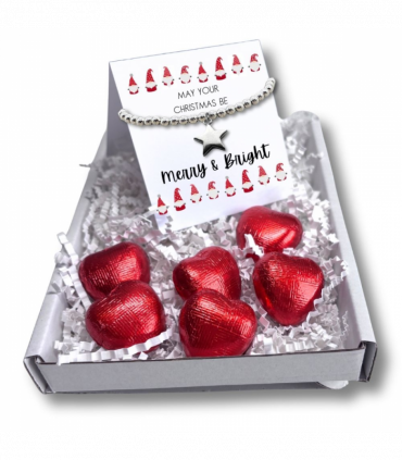 Merry & Bright Christmas Mini Gift Hamper & Silver Star Bracelet
