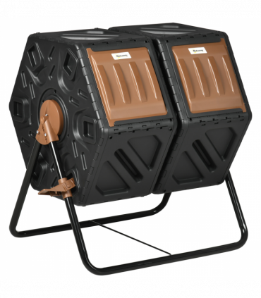 Outsunny 130L Compost Bin Dual Chamber Rotating Composter w/ Ventilation Holes